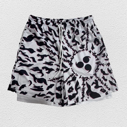 3D Print Anime Shorts Men Bilayer 2-In-1 Sports Shorts Fitness Basketball Shorts,Double-Layer Design Quick-Drying And Breathable