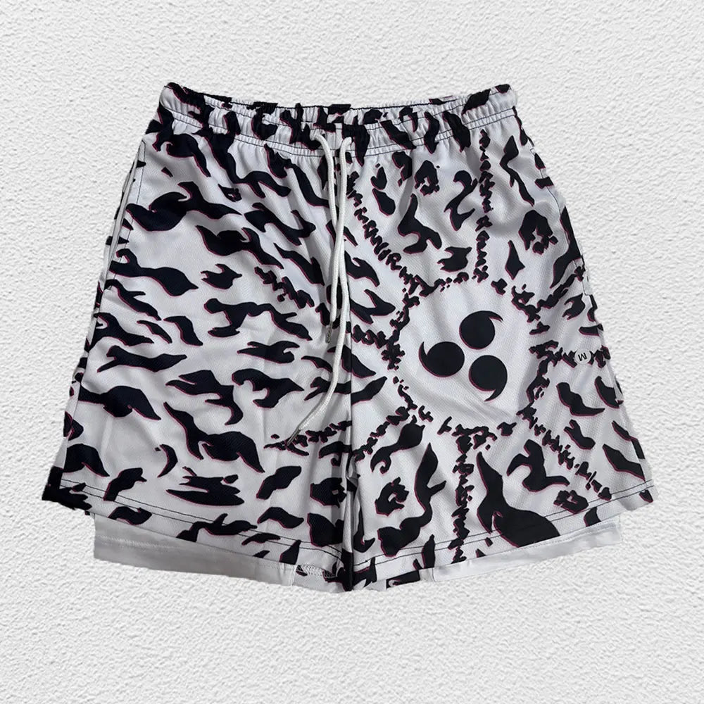 3D Print Anime Shorts Men Bilayer 2-In-1 Sports Shorts Fitness Basketball Shorts,Double-Layer Design Quick-Drying And Breathable