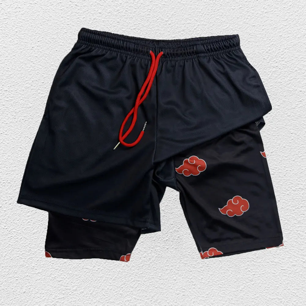 3D Print Anime Shorts Men Bilayer 2-In-1 Sports Shorts Fitness Basketball Shorts,Double-Layer Design Quick-Drying And Breathable