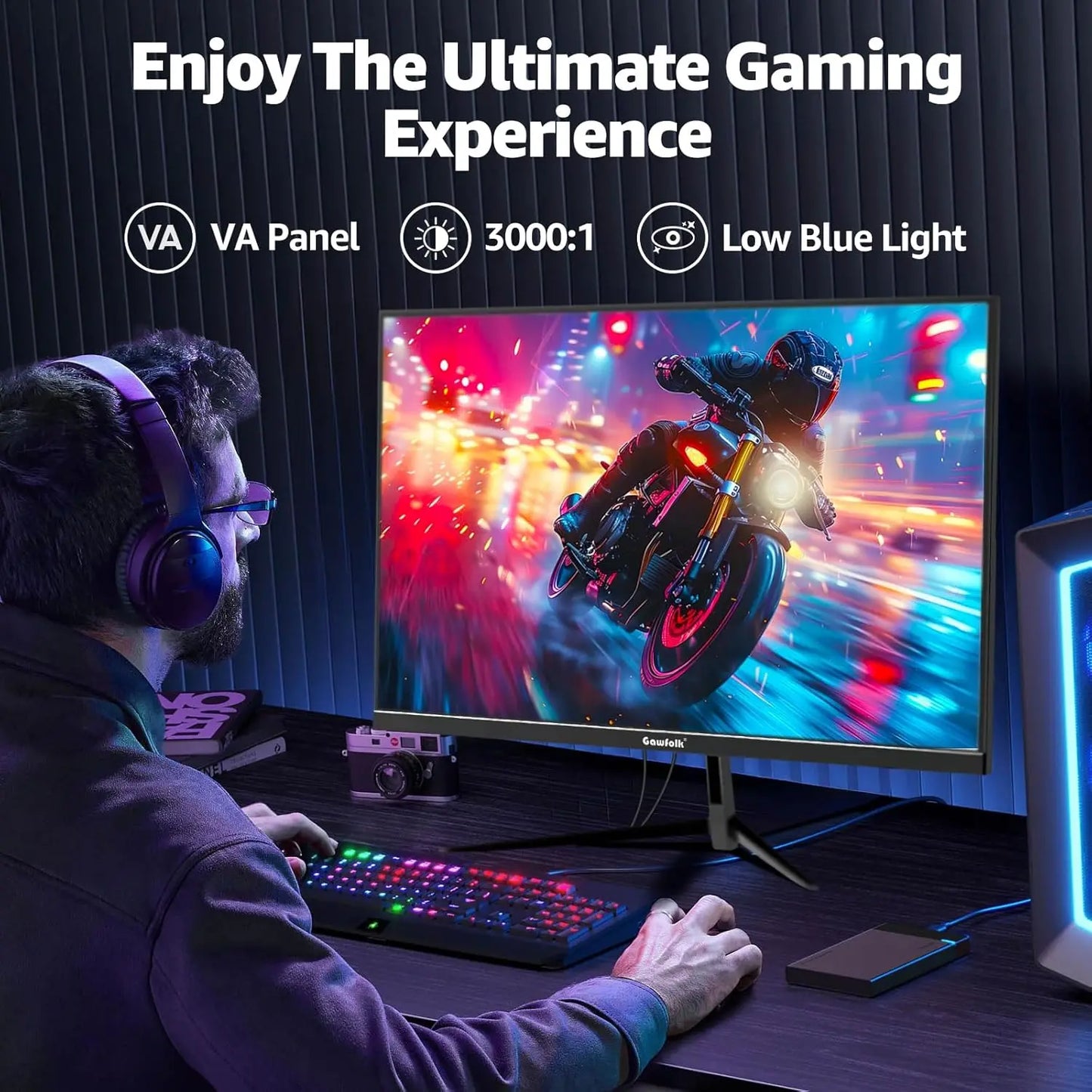 32 Inch Curved Gaming Monitor, 180Hz 1500R QHD (2560x1440) 2K Computer Monitor with FreeSync, DisplayPort, HDMI, Wall Mountable