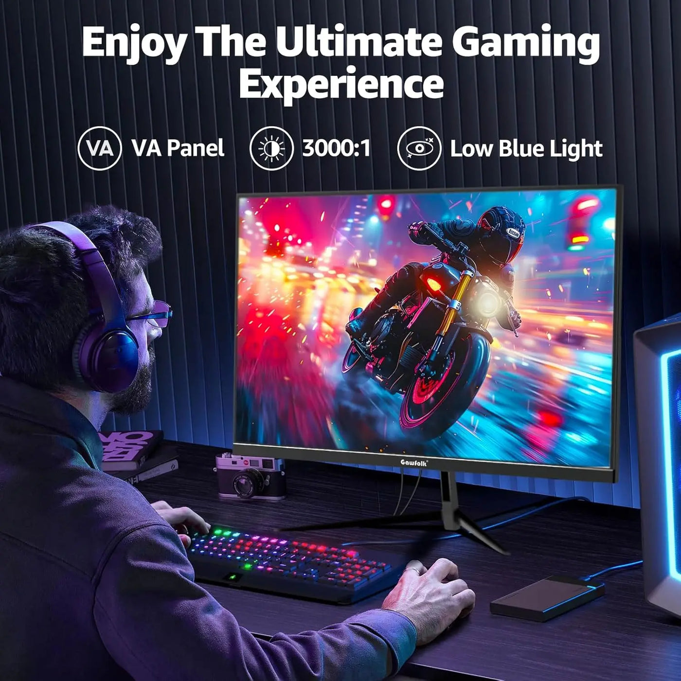 32 Inch Curved Gaming Monitor, 180Hz 1500R QHD (2560x1440) 2K Computer Monitor with FreeSync, DisplayPort, HDMI, Wall Mountable