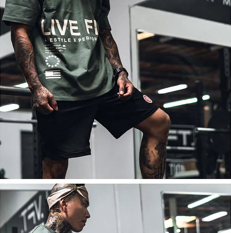 Men's Gym Summer Casual T-Shirt Fitness Running Short Sleeve Tee Tops Fashion Hip-hop Oversized Shirt Male Sweatshirt Clothing
