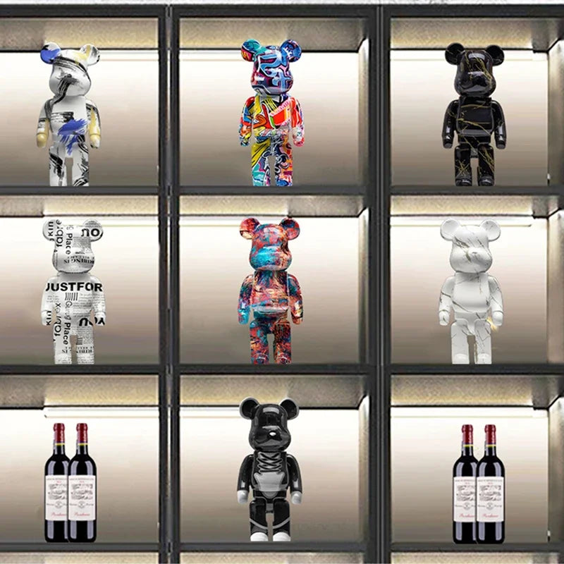 27cm/10Inches Graffiti Bear Figurine Home Decor Animal Abstract Ornament Storage Money Jar Modern Room Sculpture Table Decor