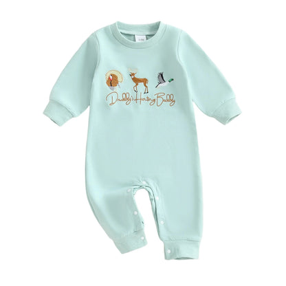 Adorable Toddler Dinosaur Print Hooded Romper Cozy Long Sleeve Jumpsuit for Baby Boys Cute Fall Outfit