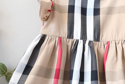 Baby Girl Princess Dress Cotton Baby Girl Dress Plaid Pattern Summer Newborn Clothes Baby Dress Party Birthday Baptism Dress