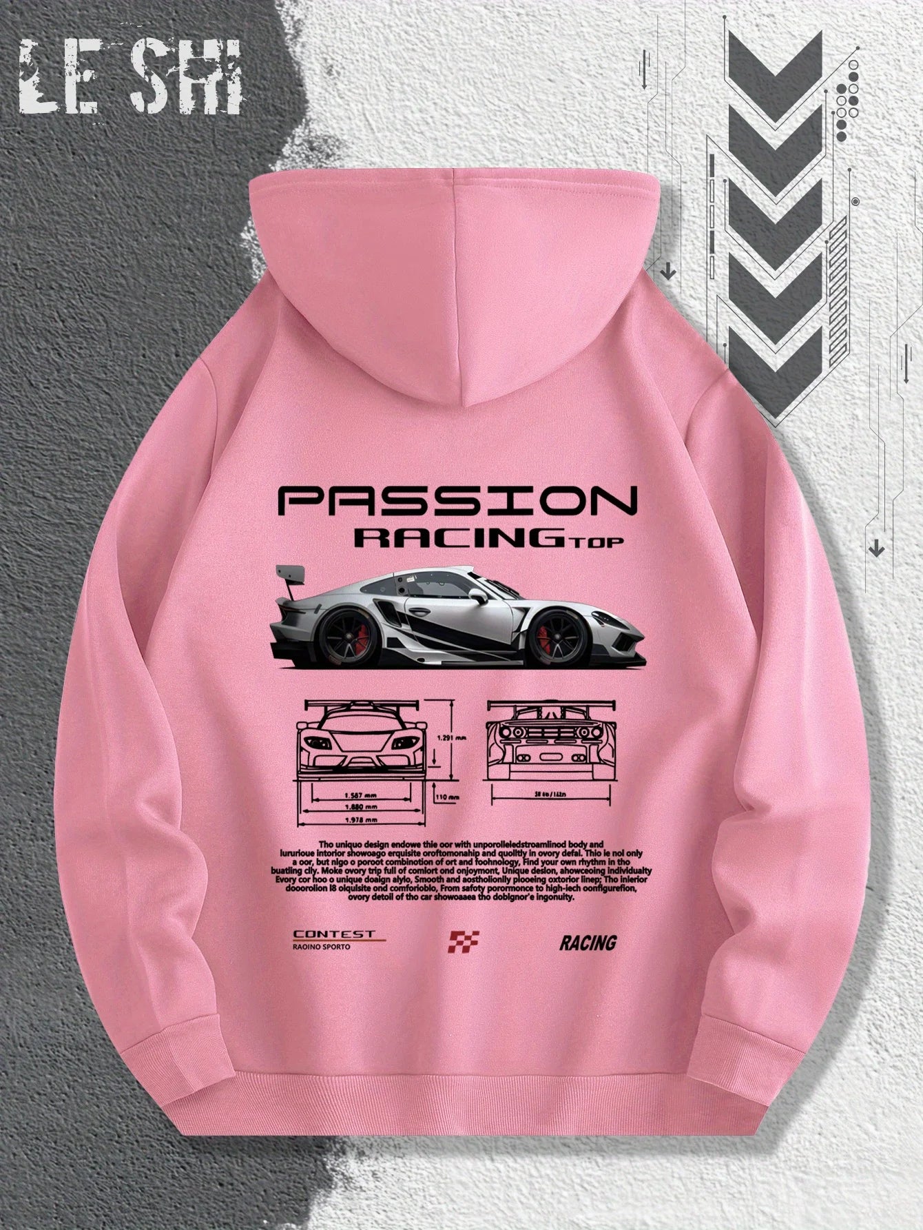 Men'S Passionate Racing Graphic Hoodie Featuring Race Cars and Sports Car Illustrations, Perfect for Everyday Wear