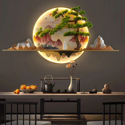 ANITA Modern LED Wall Picture Light Inside Creative Chinese Pine Landscape Mural Sconces Lamp for Home Living Bedroom Study