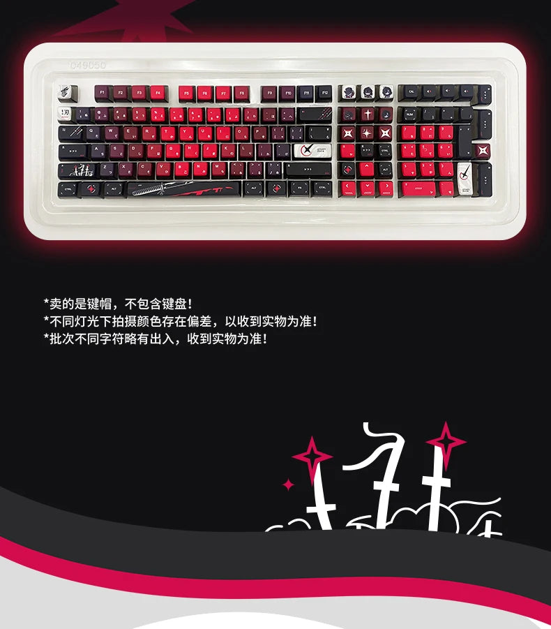 Yuki  Anime Pudding Keycap 120Keys Transparent PBT Thermal Sublimation ASA Profile Keycaps for Mechanical Keyboard Accessories