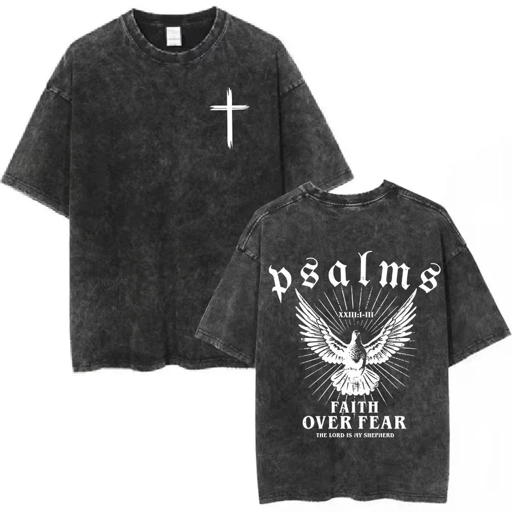 Salvation Jesus Paid It All Vintage Washed T Shirts Christian Bible Verse T-shirts Men Women Fashion Oversized Cotton Tshirts