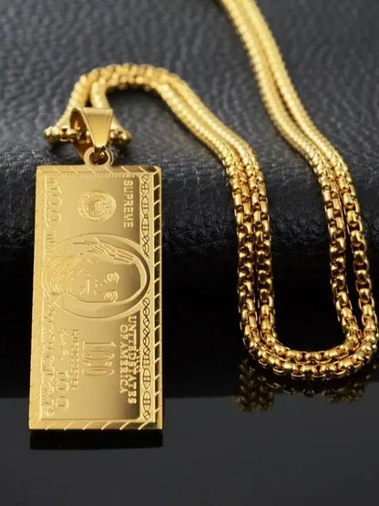 Hip-hop Accessories Party Gifts Dollar Pendant Men's Fashion Necklace,Birthday Gifts, Small Bills Valentine's Day