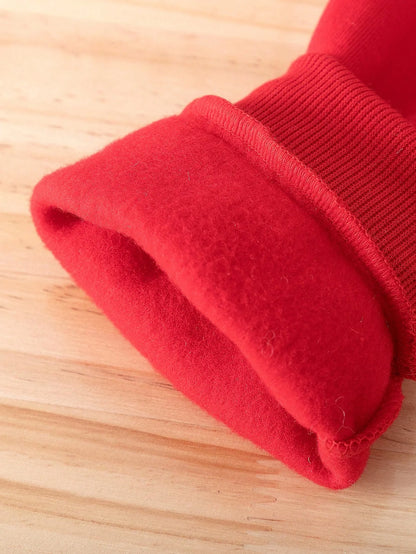 Baby Boy KING Crown Pattern Fleece Hoodie+Casual Pants Two Piece Set Spring and Autumn Sportswear