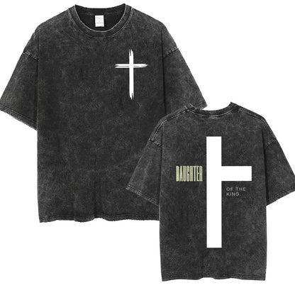 Vintage Washed Christian Aesthetic T Shirt Jesus Harajuku Fashion Short Sleeve T-shirts Men Women Casual O-Neck Clothing T-shirt