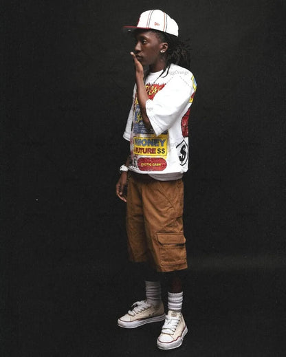 New American Hip-hop Harajuku Oversized Graphics Top Y2K Casual High Street Trendy Pure Cotton Round Neck T-shirt Streetwear Men