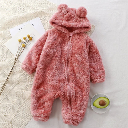 Winter Baby Clothes Cute Cartoon Bear Baby Rompers Pajamas Cotton Infant Boy Girls Animal Costume Zipper Jumpsuit 0-24 Months