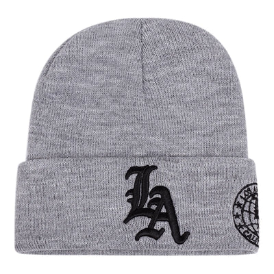 2025 New Men's LA Letter Side Embroidered Earth Knitted Hat Winter Warm Outdoor Sports Hat Soft Bean Hat Women's Casual Wool Hat