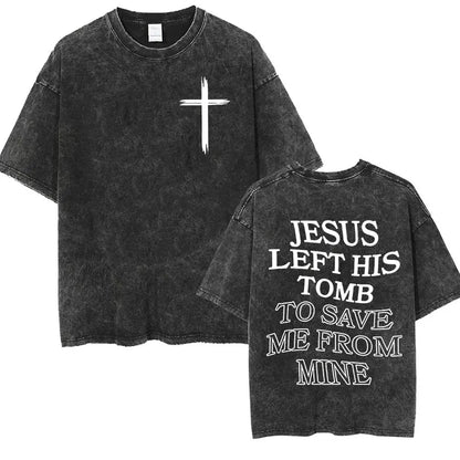 Vintage Washed Christian Aesthetic T Shirt Jesus Harajuku Fashion Short Sleeve T-shirts Men Women Casual O-Neck Clothing T-shirt