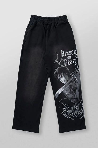 Young American trendy sweatpants collaboration anime joggers, cotton terry print, wide-leg casual pants, hip-hop street pants