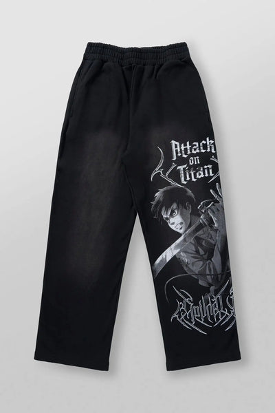 Young American trendy sweatpants collaboration anime joggers, cotton terry print, wide-leg casual pants, hip-hop street pants
