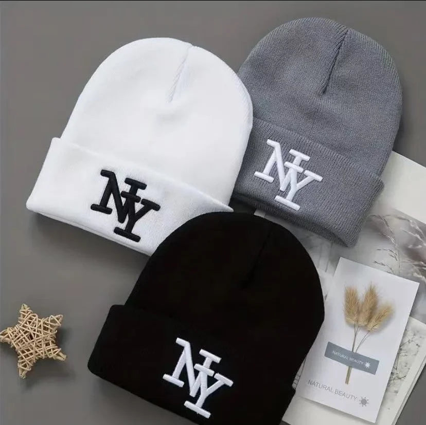 3 pieces winter knitted hat with embroidered letters, woolen hat for autumn warmth, suitable for both men and women, Mountaineer