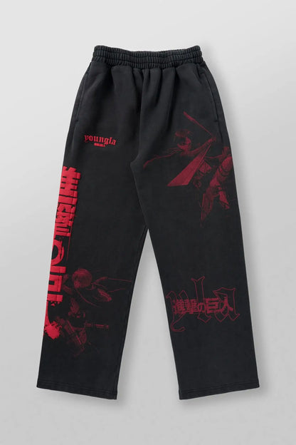 Young American trendy sweatpants collaboration anime joggers, cotton terry print, wide-leg casual pants, hip-hop street pants