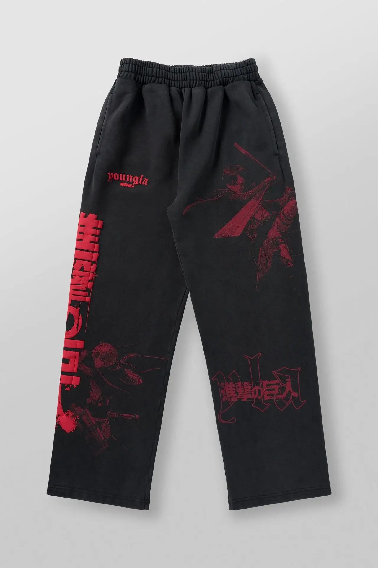 Young American trendy sweatpants collaboration anime joggers, cotton terry print, wide-leg casual pants, hip-hop street pants