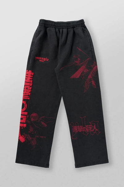 Young American trendy sweatpants collaboration anime joggers, cotton terry print, wide-leg casual pants, hip-hop street pants