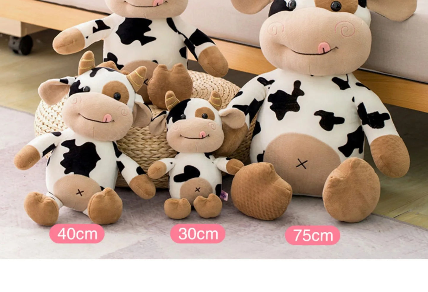 26CM Simulation Cattle Animals Plush Toys Cartoon Milk Cow Plush Doll Soft Stuffed Sweater Cow Pillow Home Decoration Toy
