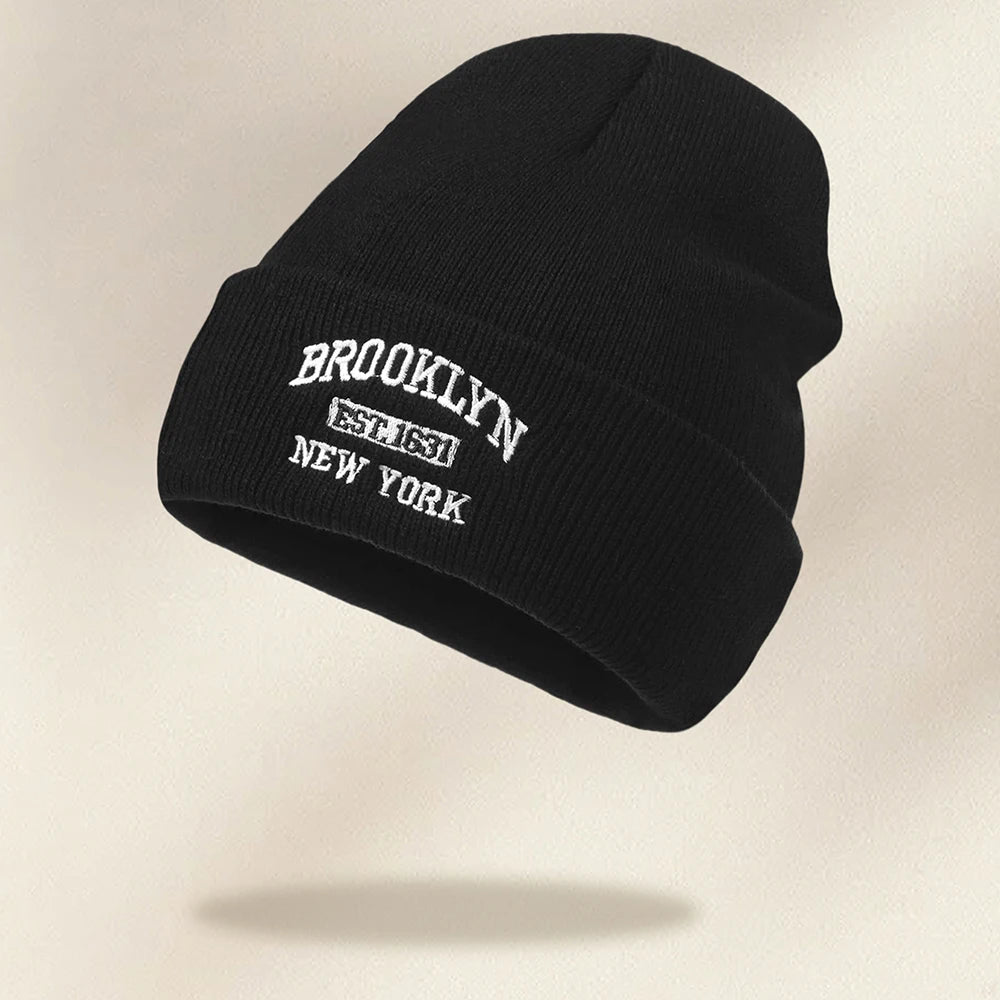 1PCS Men's Autumn/Winter Fashion Versatile Warm Hat Acrylic Letter Embroidered Knitted Hat Comfortable Hip Hop Hat