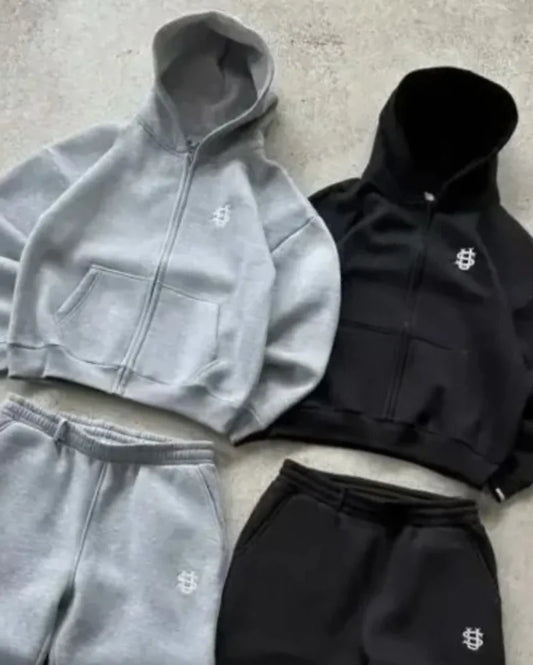 American high street punk hip-hop dollar logo embroidered sportswear men set Y2K new Gothic top hoodie couple casual sportswear