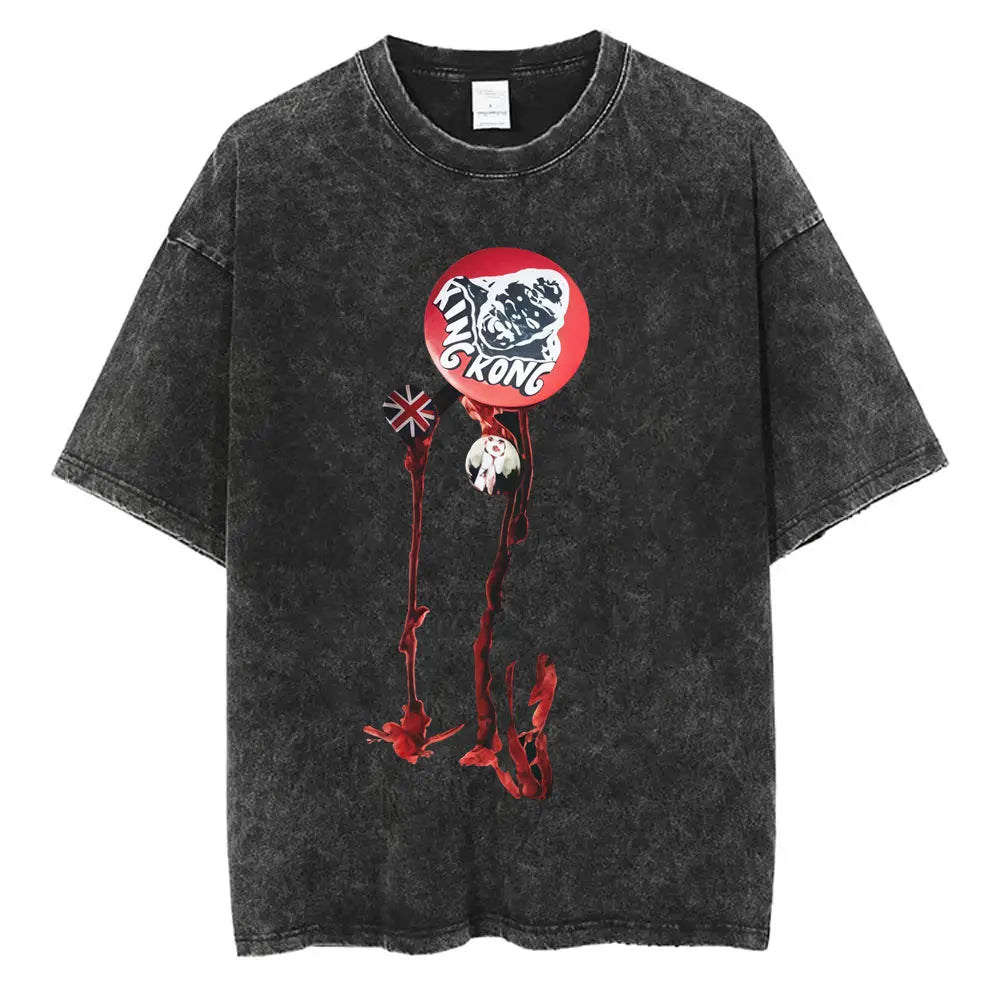 Washed Vintage Rocker Yungblud IDOLS Album Tour Double Sided Print T-shirts Men Women Fashion Hip Hop Rock Short Sleeve T Shirts