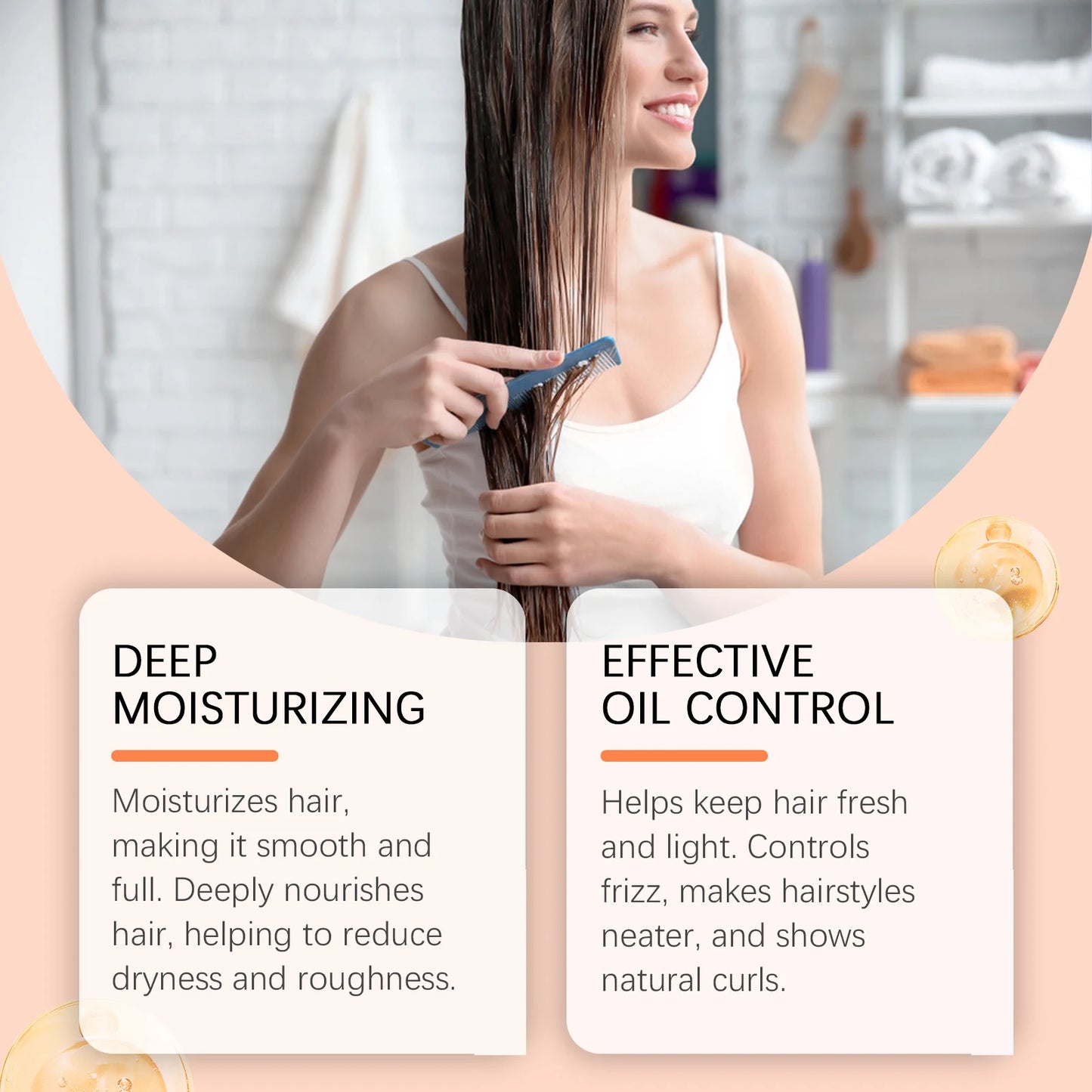 Hoegoa Coconut Hair Care Set Hydrating Curl Elasticity & Volumizing Shampoo/Conditioner,  Moisture-Rich Repair Treatment