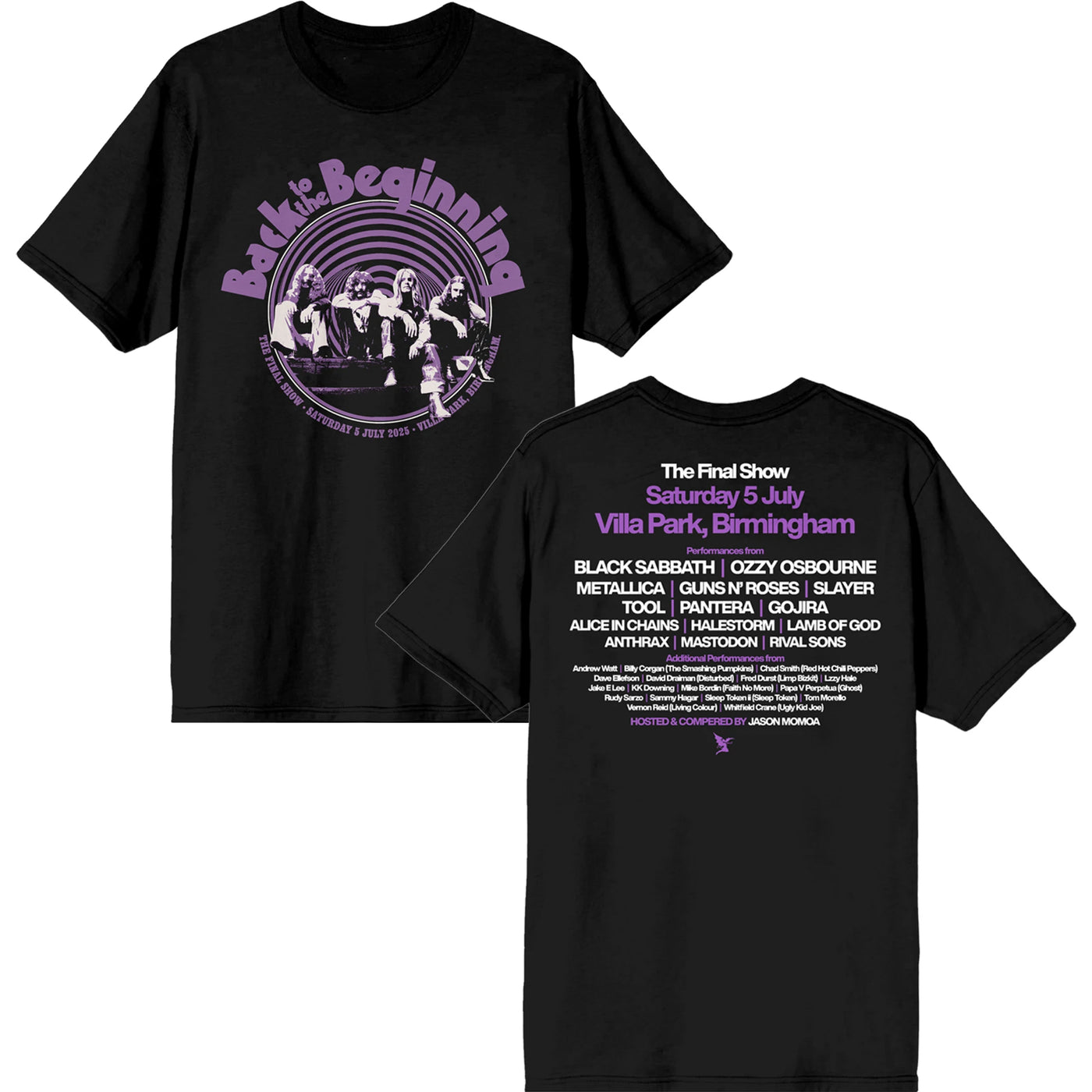Black Sabbath and Ozzy Osbourne Back To The Beginning Merch Event Tee with Lineup Two Sided T-Shirt Ins Y2k New Brand New Style
