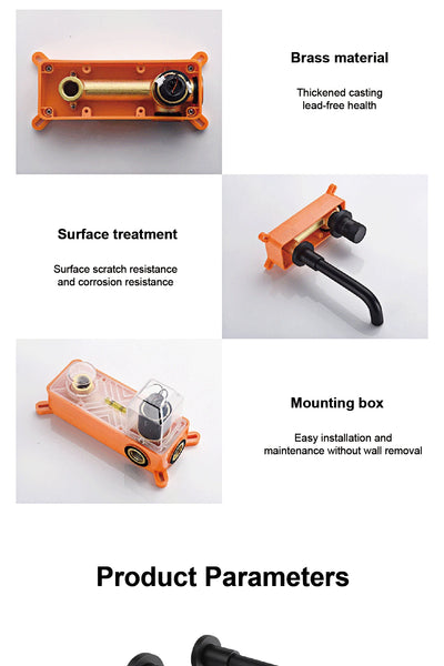 Black brass bathroom faucet Hidden intelligent digital display design Single handle 2 hole Cold & Hot dual-control basin faucet