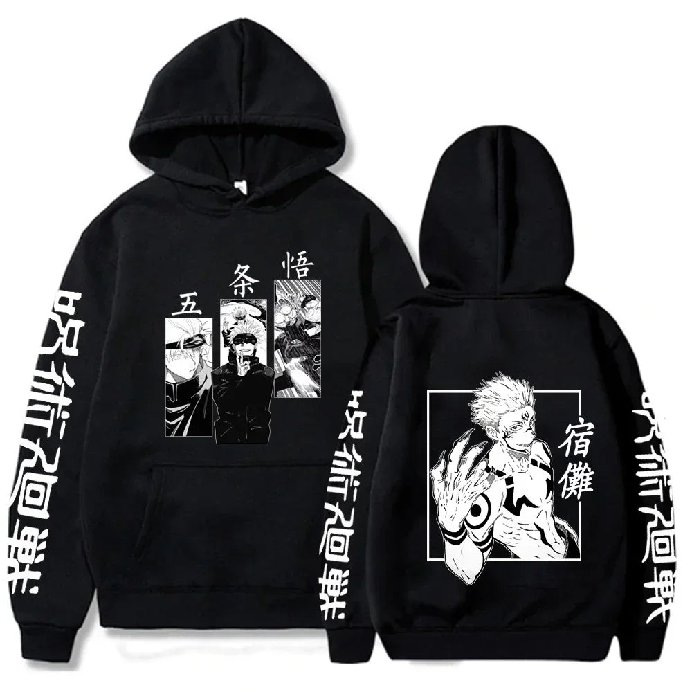 Japanese Anime Print Sweatshirts Jujutsu Kaisen Hoodie Harajuku Autumn Winter Streetwear Clothe Yuji Itadori Plus Size Hoodie