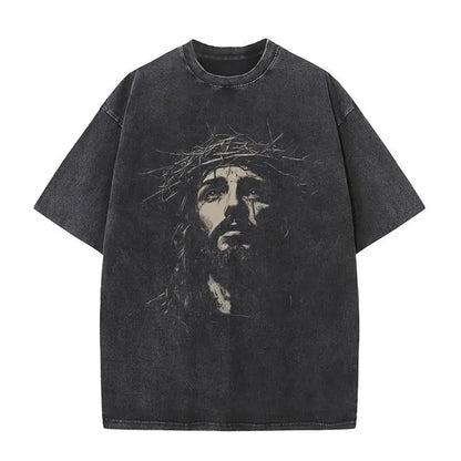 Christian Religious Jesus Forgive Them Father Vintage Washed Y2k Tshirt Men Clothing New in Top & Tees Mens T-Shirt 61327