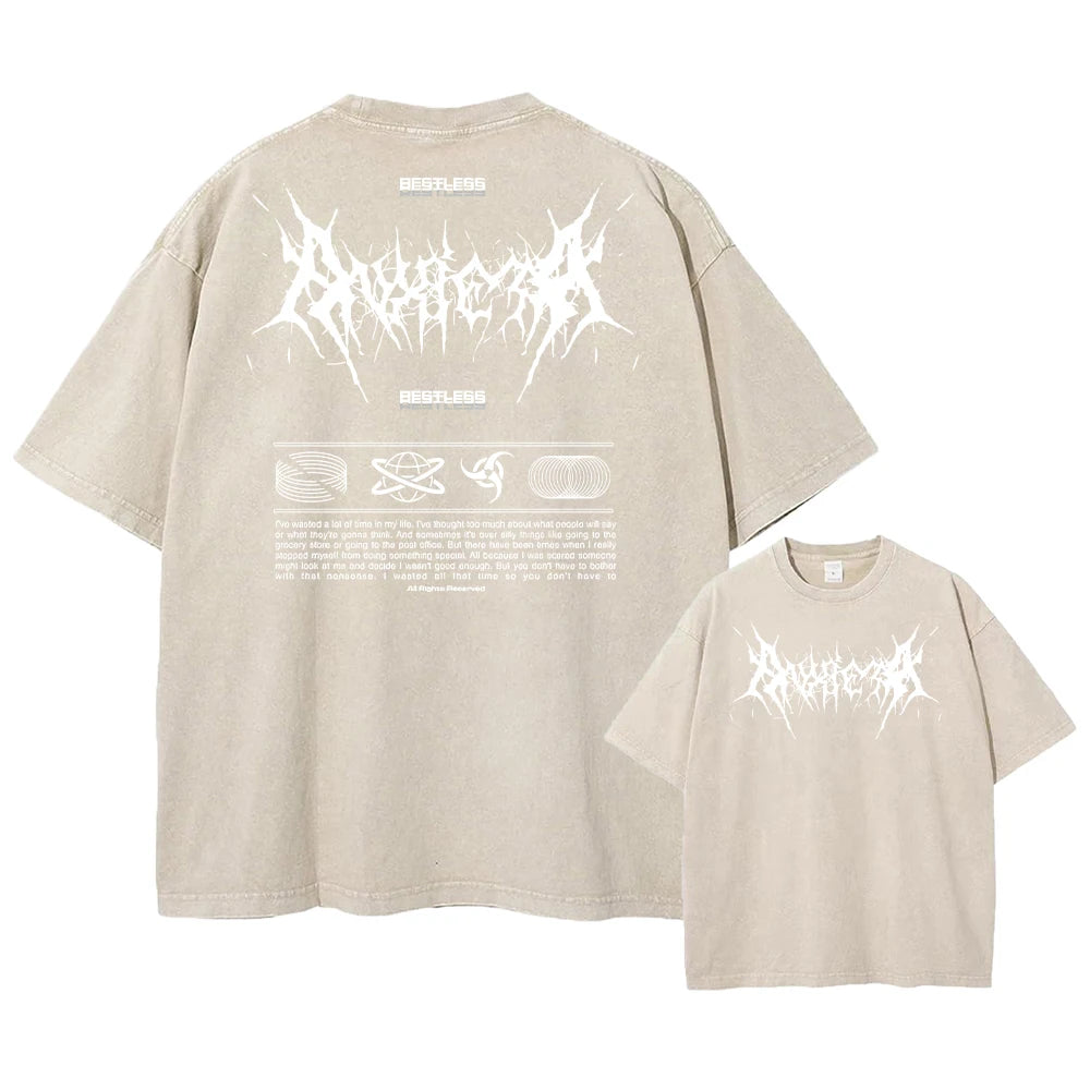 Y2k Acid Washed T Shirt Women Vintage Cotton T-shirts Harajuku Gothic Streetwear Soft Tees Girl Loose Fashion Print Tops Unisex