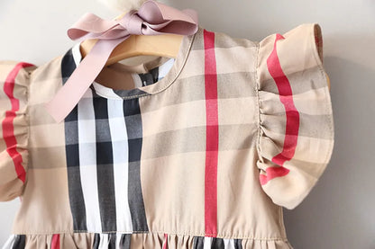 Baby Girl Princess Dress Cotton Baby Girl Dress Plaid Pattern Summer Newborn Clothes Baby Dress Party Birthday Baptism Dress