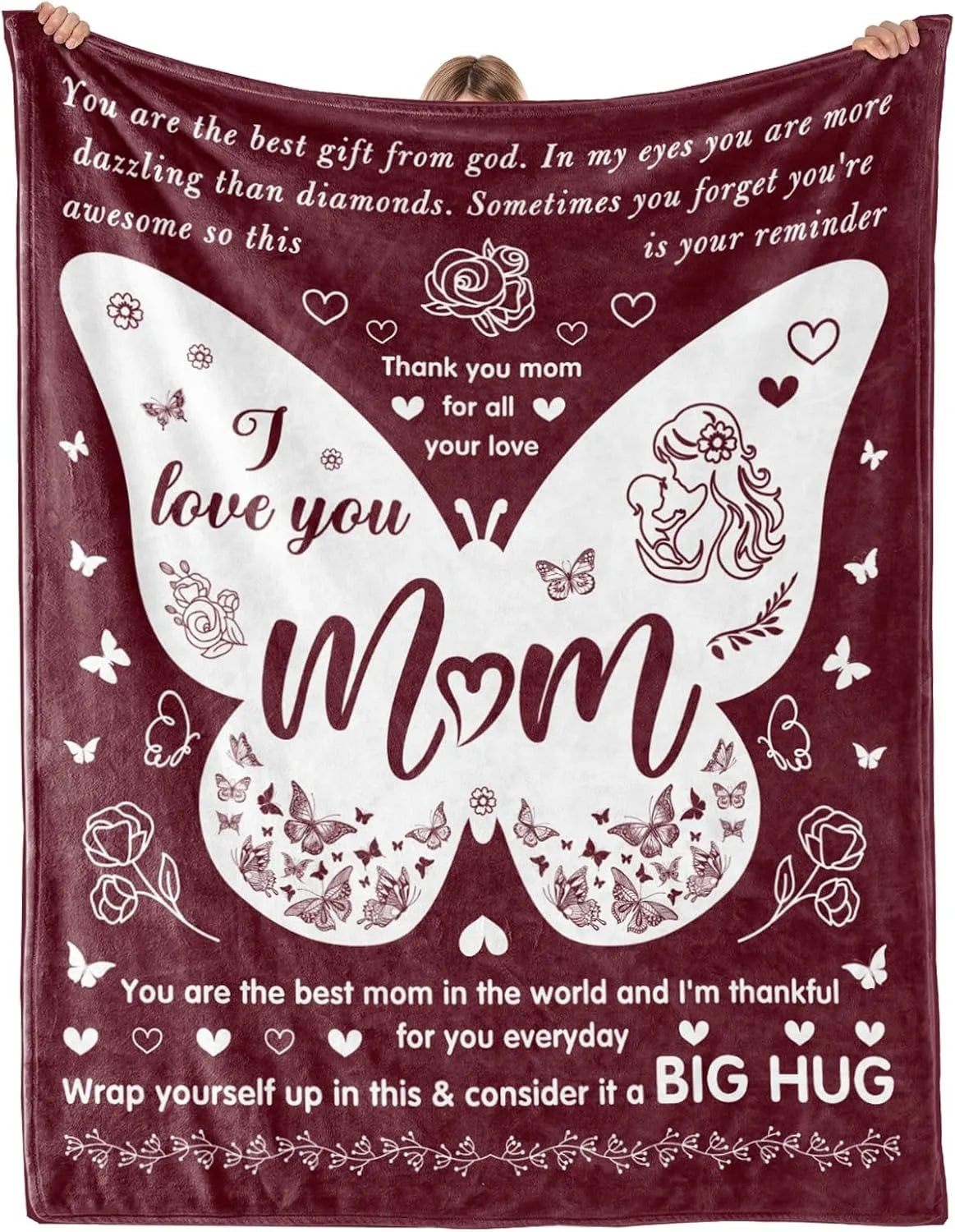 1PC Gift To Mom Thin Blanket for Anniversary Birthday Mothers Day Fathers day for Mom Dad Wife Sister Grandma Abuela Soft Throw