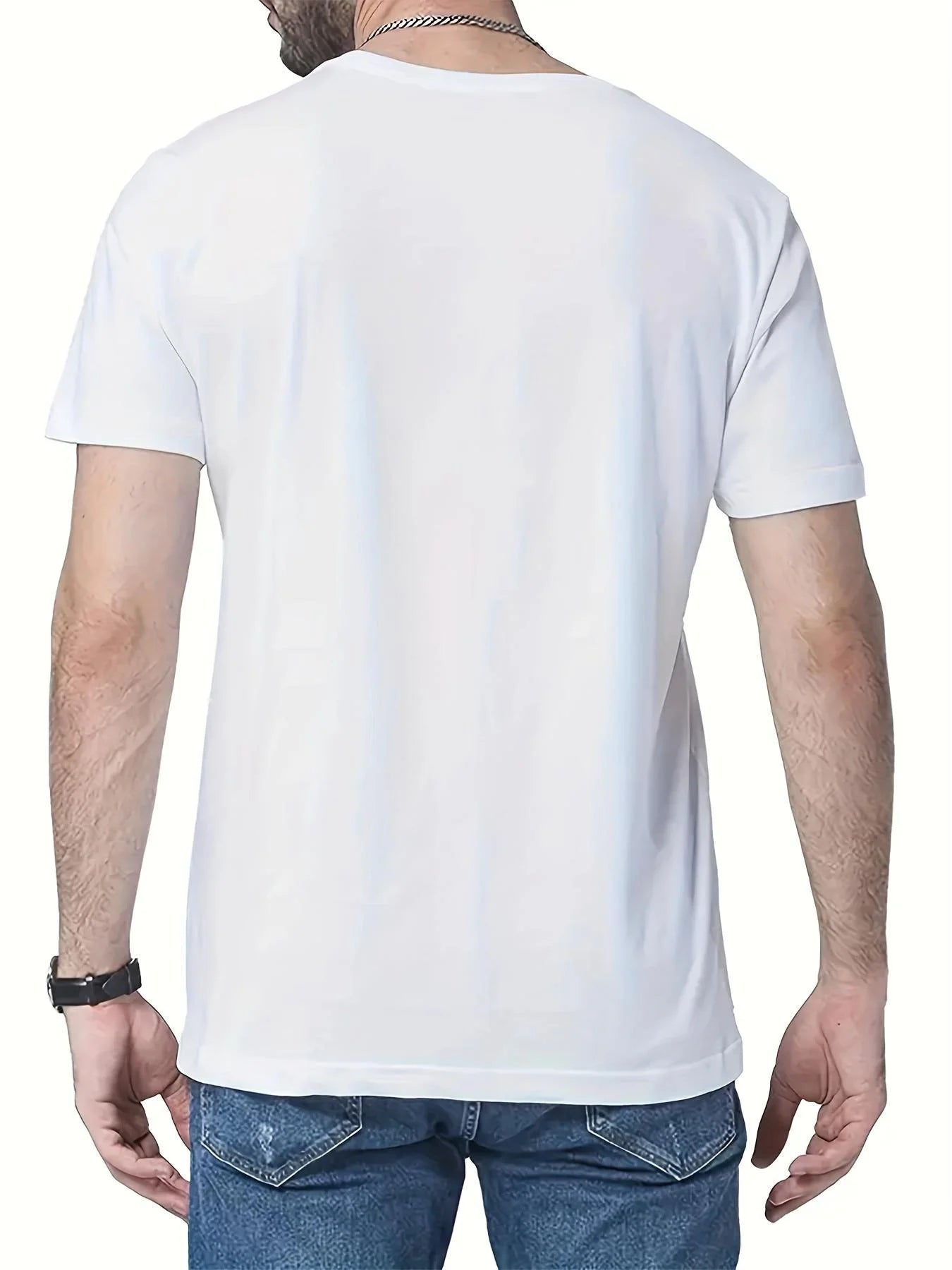 Men's casual round neck T-shirt with unique rabbit skull pattern - the perfect choice for summer