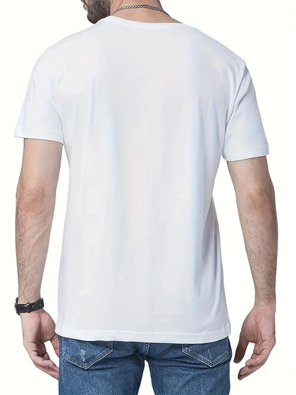 Men's casual round neck T-shirt with unique rabbit skull pattern - the perfect choice for summer