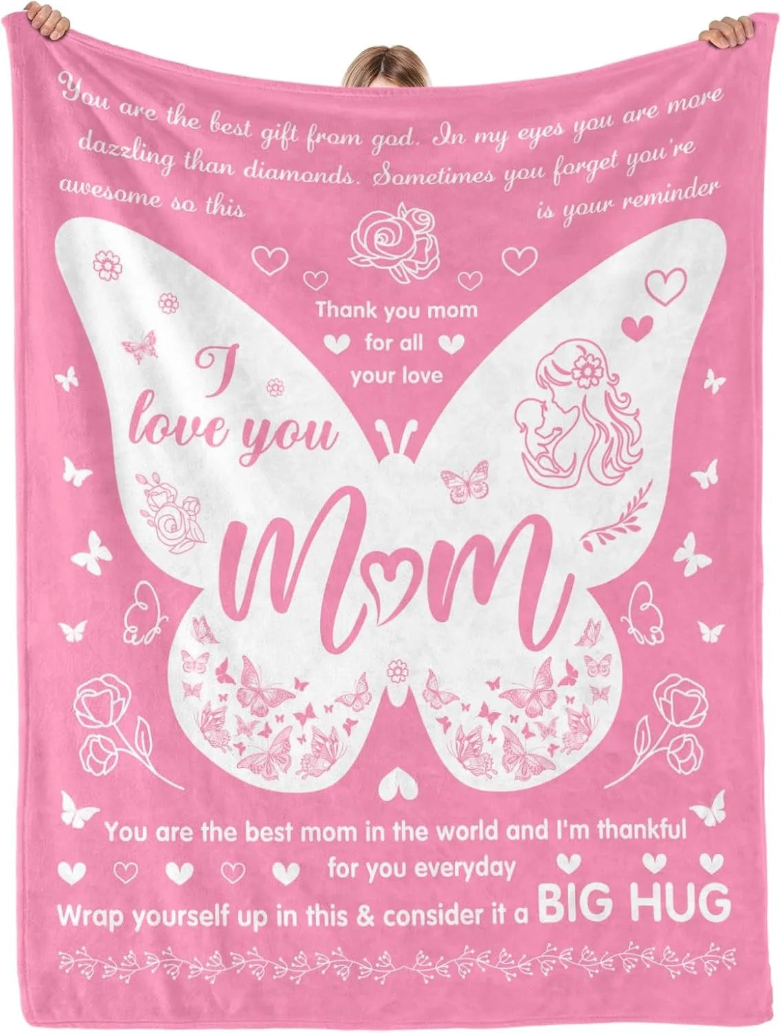1PC Gift To Mom Thin Blanket for Anniversary Birthday Mothers Day Fathers day for Mom Dad Wife Sister Grandma Abuela Soft Throw