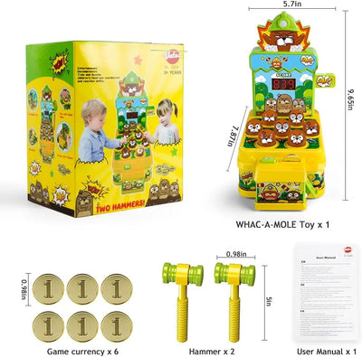 VATOS Mini Coin Operated Arcade Game Bank with 2 Hammers, Interactive Electronic Developmental Toy for Kids Ages 3-6