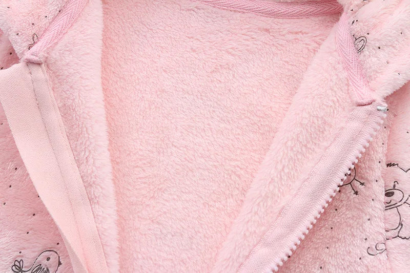 OLEKID 2025 Autumn Winter Newborn Baby overalls Plus Velvet Hooded Kids Baby Girl Rompers 0-1 Years Toddler Boy Jumpsuit Outfits