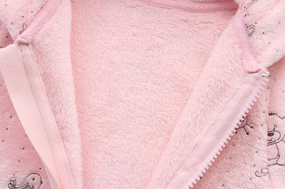 OLEKID 2025 Autumn Winter Newborn Baby overalls Plus Velvet Hooded Kids Baby Girl Rompers 0-1 Years Toddler Boy Jumpsuit Outfits