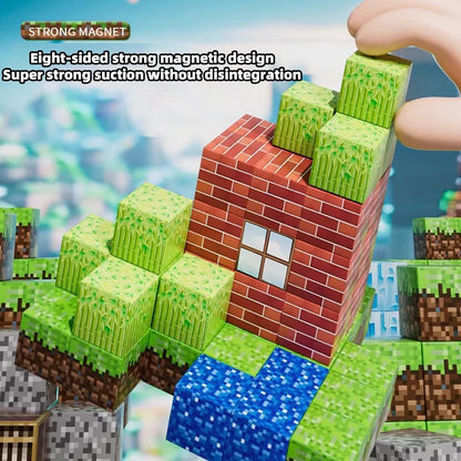 Magnetic Building Block Toy Storage Box Set with Figurines (Kids DIY Assembly Blocks)