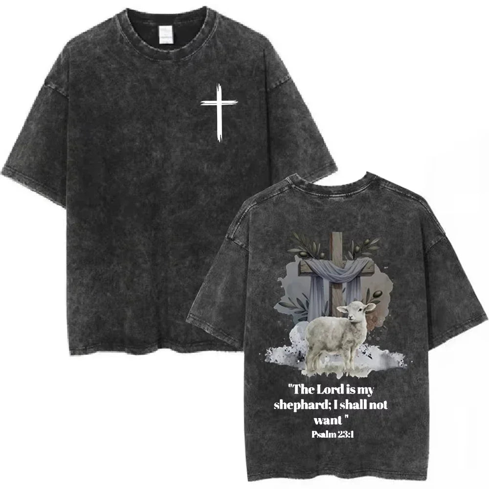 Salvation Jesus Paid It All Vintage Washed T Shirts Christian Bible Verse T-shirts Men Women Fashion Oversized Cotton Tshirts