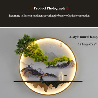 PLLY Modern Wall Picture Light Inside Creative Chinese Landscape Mural Sconces Lamp LED for Home Living Bedroom Study