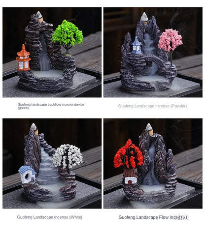 2024 Resin Reflux Incense Burner Tower Sandalwood Decoration Home Indoor Aromatherapy Mosquito Repellent Incense Burner Ornament