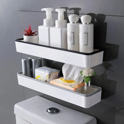 1pc Toilet Bathroom Storage Cabinet Rack Wall Hanging Hole Free Multifunctional Artifact Above Toilet Rack White Shelf Organizer