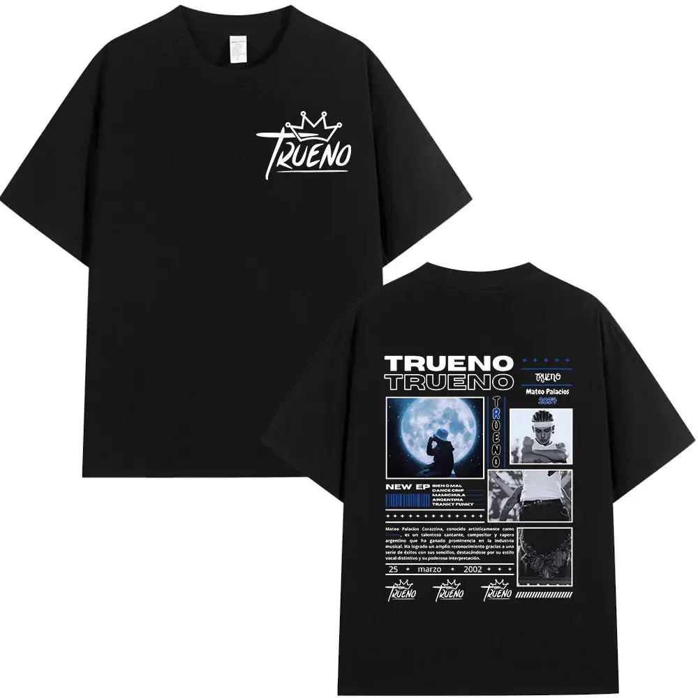 Rapper Trueno Album Tour Merch T-shirt Men Women Clothes Fashion Short Sleeve Tee Shirt Streetwear Cotton Loose T-shirts Unisex